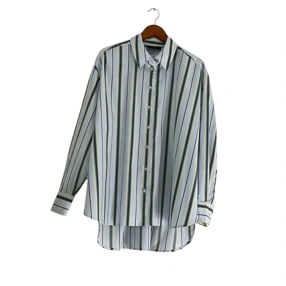 Lane Bryant No Peek Shirt Sz 18/20 Striped Blue/Yellow Cotton Fit & Flare NWT